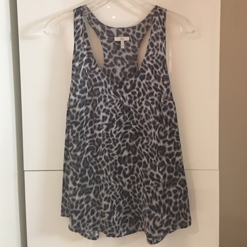 Joie Black and White Leopard Print Tank Top